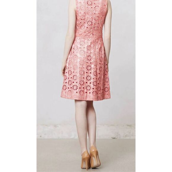 Anthropologie Maeve Coralshine Metallic Eyelet‎ Floral A-Line Sleeveless Dress - Picture 5 of 9